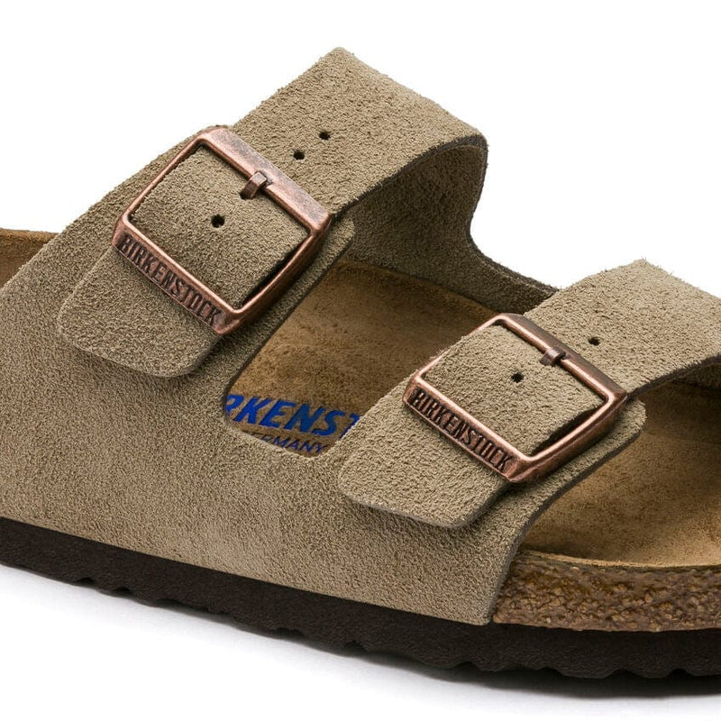 Load image into Gallery viewer, Birkenstock Arizona Regular Soft Footbed Suede Leather Sandals Taupe Footwear Mens by Birkenstock | Campmor
