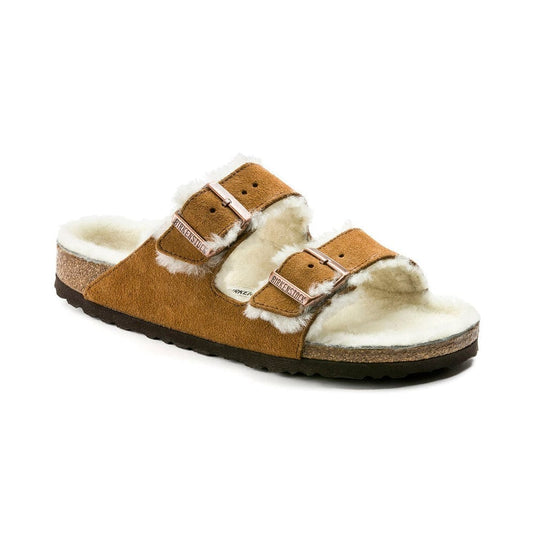 Birkenstock Arizona Shearling Suede Leather Sandals Mink/Natural 43 Footwear Womens by Birkenstock | Campmor