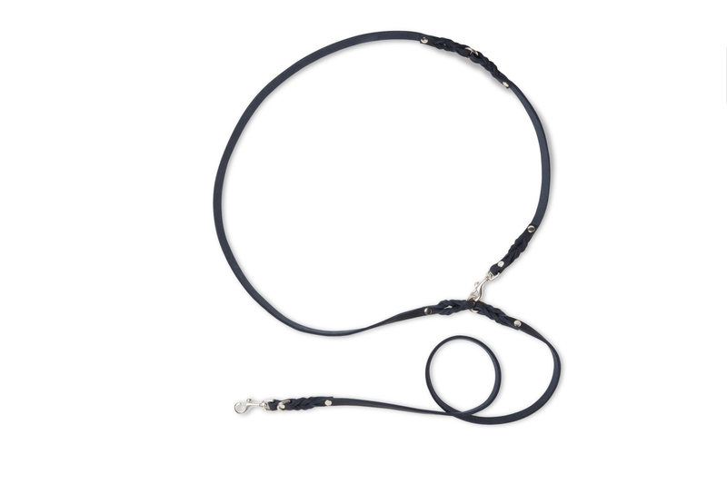 Load image into Gallery viewer, Butter Leather 3x Adjustable Dog Leash - Navy Blue by Molly And Stitch US