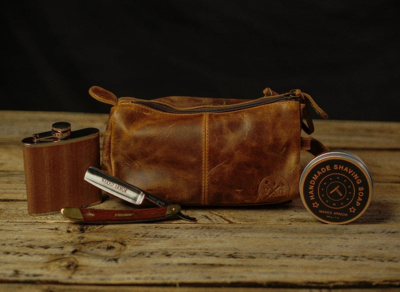 Load image into Gallery viewer, The Draper Leather Toiletry/Dopp Bag by Vintage Gentlemen