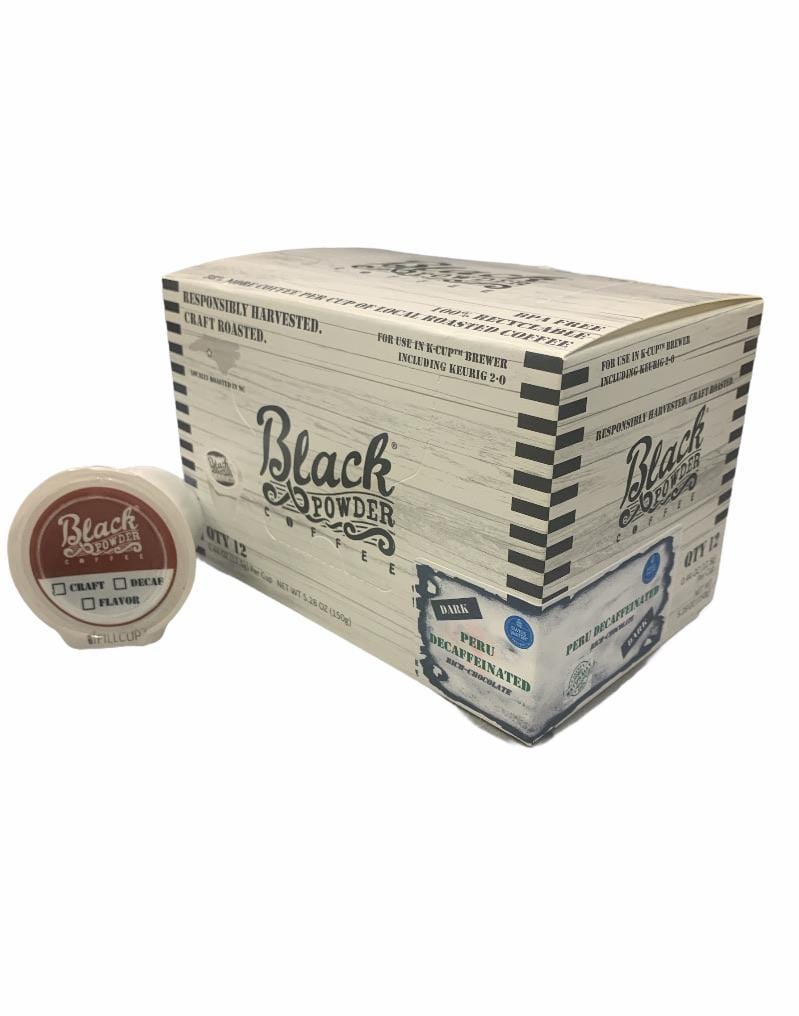 Load image into Gallery viewer, Peru Decaf | Naturally Grown | Med-Dark Roast | Single Serve Cups, Box of 12 by Black Powder Coffee