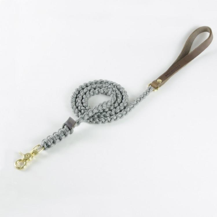 Load image into Gallery viewer, Touch of Leather Dog Leash - Grey by Molly And Stitch US
