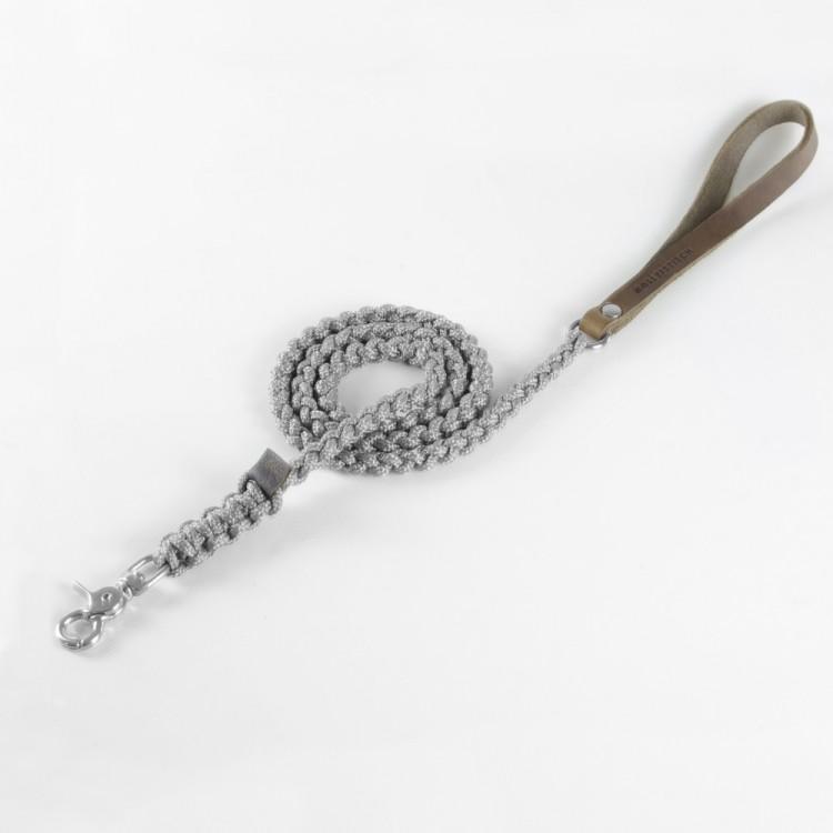 Load image into Gallery viewer, Touch of Leather Dog Leash - Grey by Molly And Stitch US
