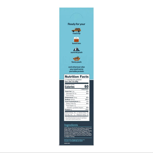 Nutrition facts label on a blue background