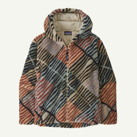 Multicolored plaid jacket with a brand logo on a white background