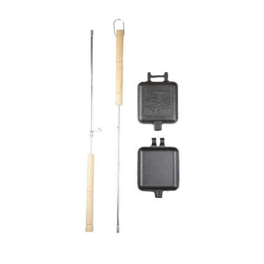 Fishing rod and reel set with black components on a white background
