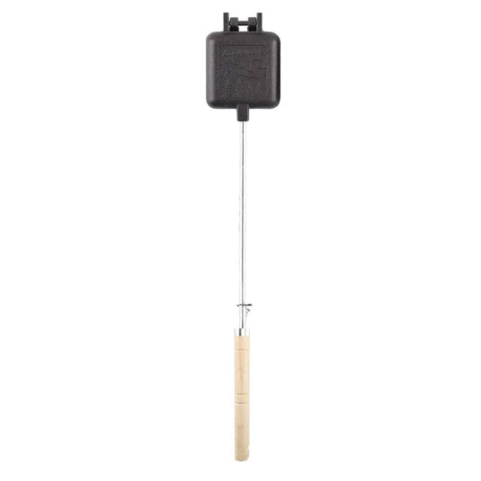 Black and wooden fishing rod holder on a white background