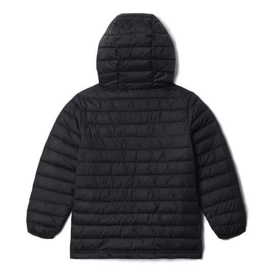 Black puffer jacket on a white background