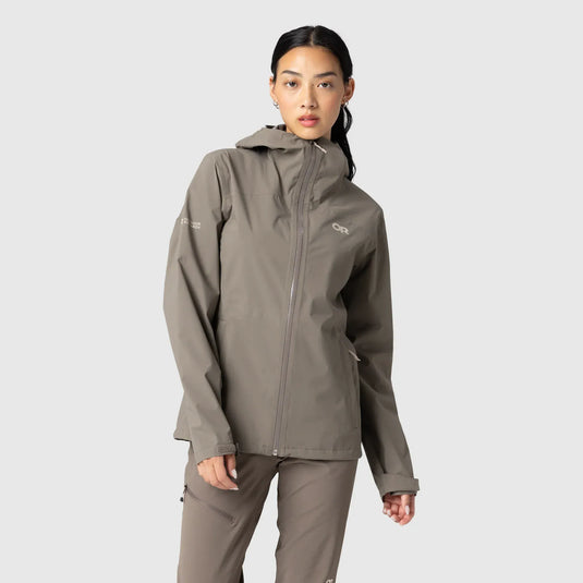 outdoor research rain gear Outdoor Research Women's Stratoburst Stretch Rain Jacket Gravel / XL