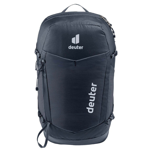 Black backpack with Deuter logo on a white background