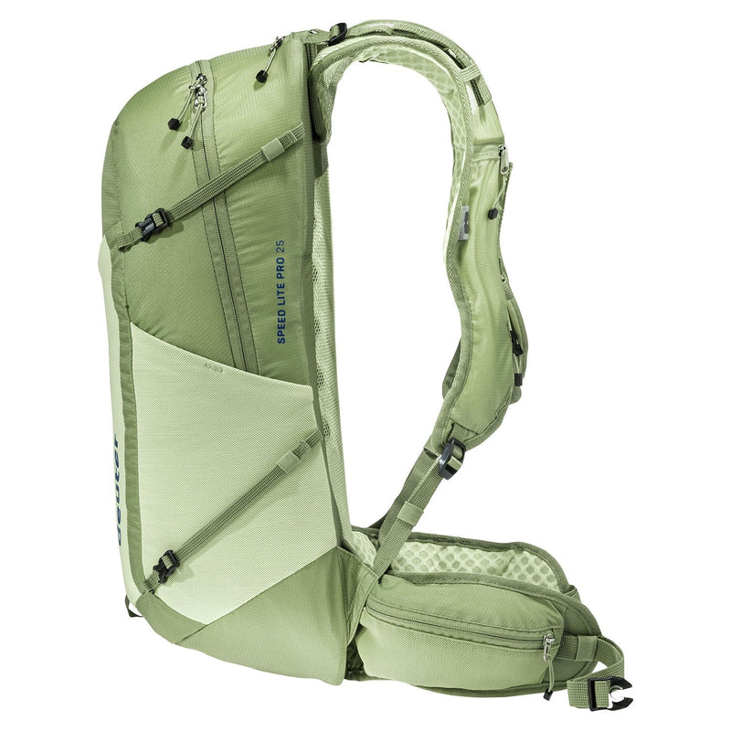 Load image into Gallery viewer, Green backpack with multiple compartments and straps on a white background
