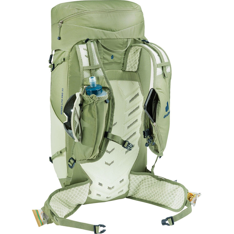 Load image into Gallery viewer, Green hiking backpack with water bottle holder on a white background
