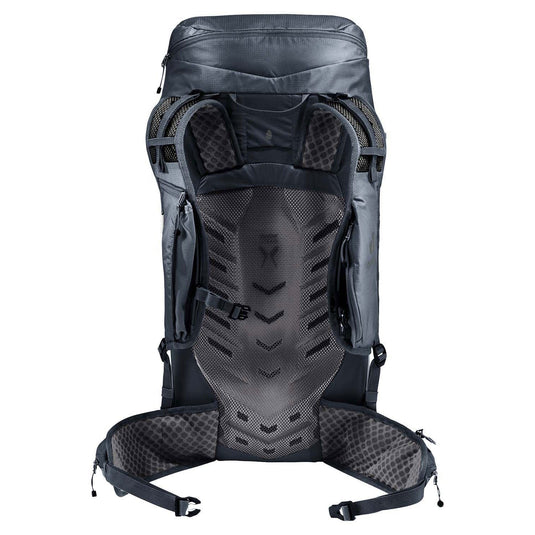 Gray hiking backpack with a tactical design on a white background