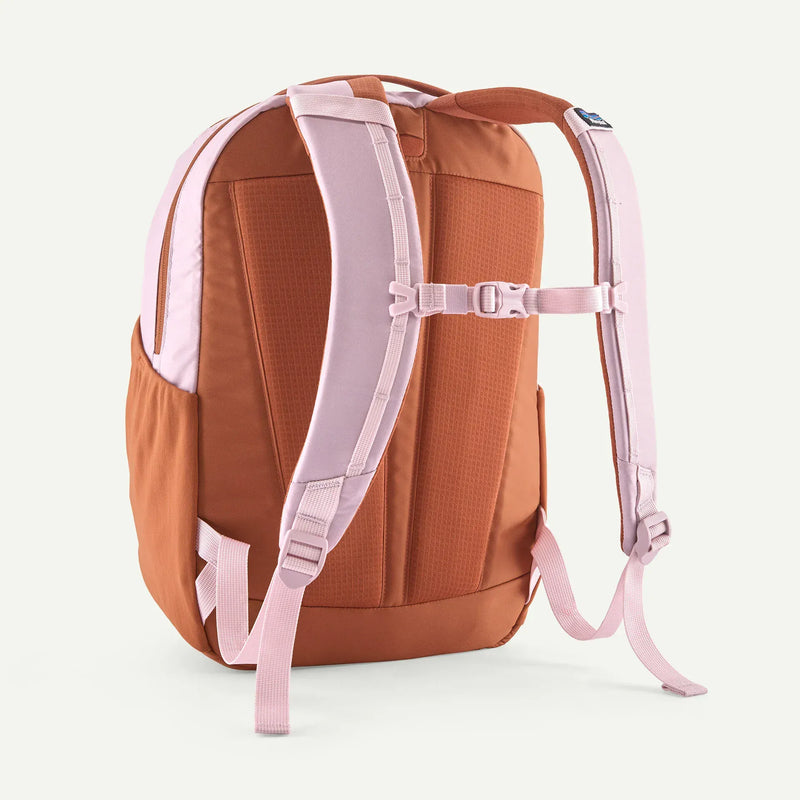Load image into Gallery viewer, orange backpack with pink straps on a white background
