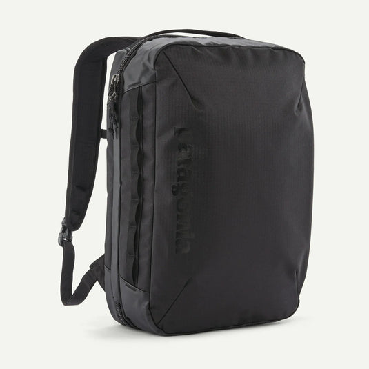 Black patagonia backpack on a white background