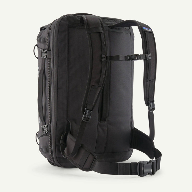 Load image into Gallery viewer, Black backpack with multiple straps on a white background

