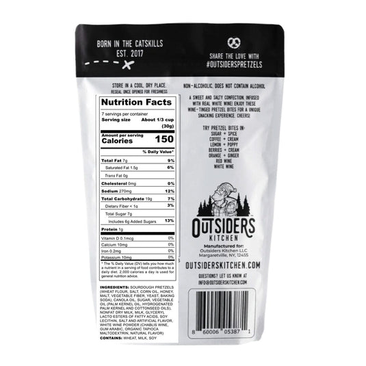 Nutrition facts label on a product packaging with 'Outsiders Kitchen' branding.