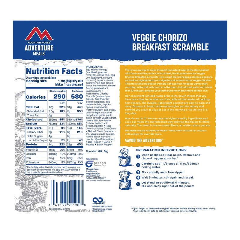 Load image into Gallery viewer, Mountain House Veggie Chorizo Breakfast Scramble New
