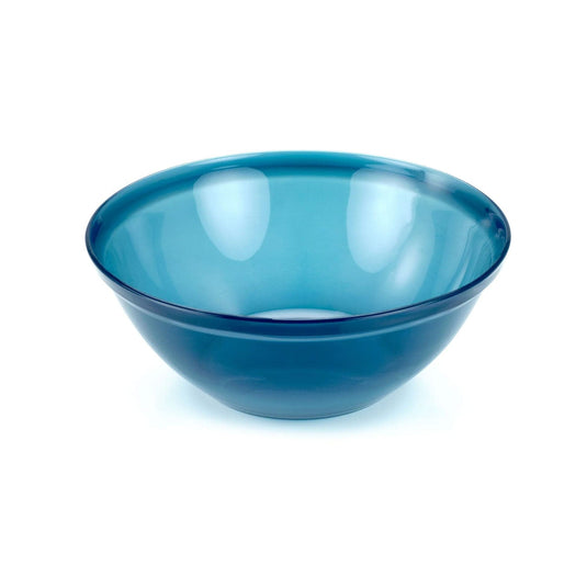 Blue plastic bowl on a white background