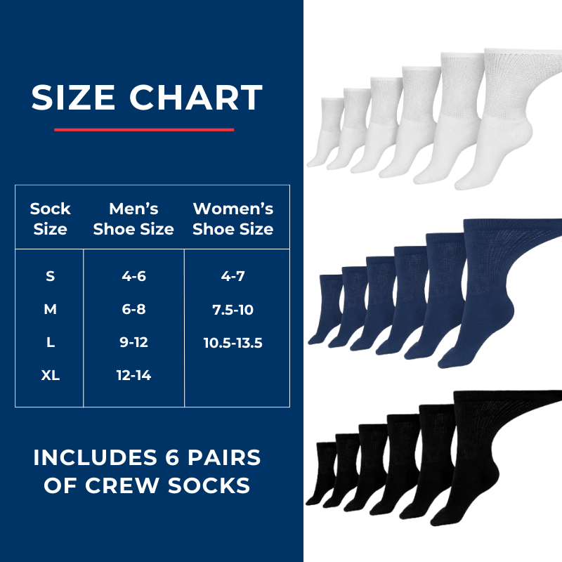 Load image into Gallery viewer, Men&#39;s Cotton Diabetic Crew Socks (6 Pair) by DIABETIC SOCK CLUB
