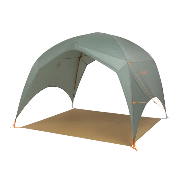 Load image into Gallery viewer, Green camping tent with a brown groundsheet on a white background
