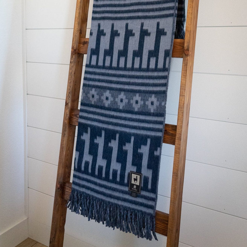 Load image into Gallery viewer, Alpaca Wool Throw Blanket - Alpaca Design (Blue) by Alpaca Threadz
