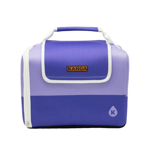 Purple and blue cooler bag with Kanga logo on a white background