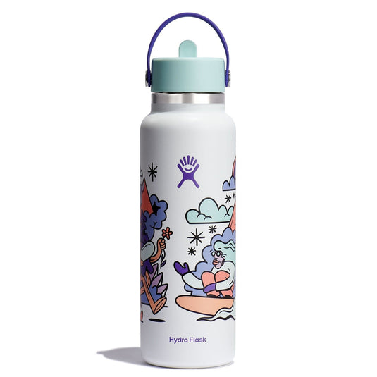 Hydro Flask 40 oz Wide Flex Straw Cap Usss X Hannah Eddy Glacier