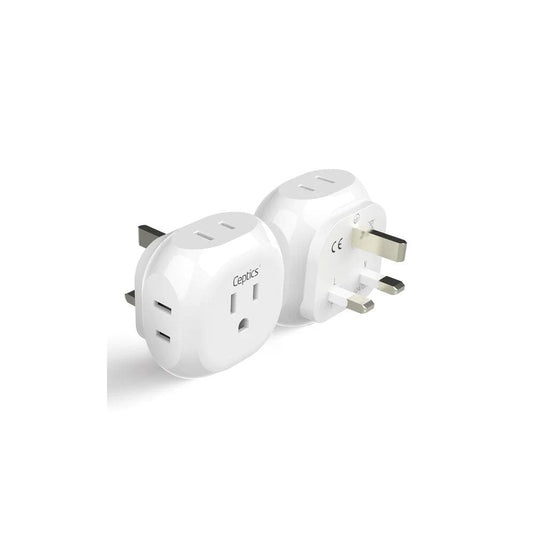 UK, Ireland Travel Plug Adapter - 4 in 1 - Ultra Compact - Light Weight (PT-7)-2 Pack
