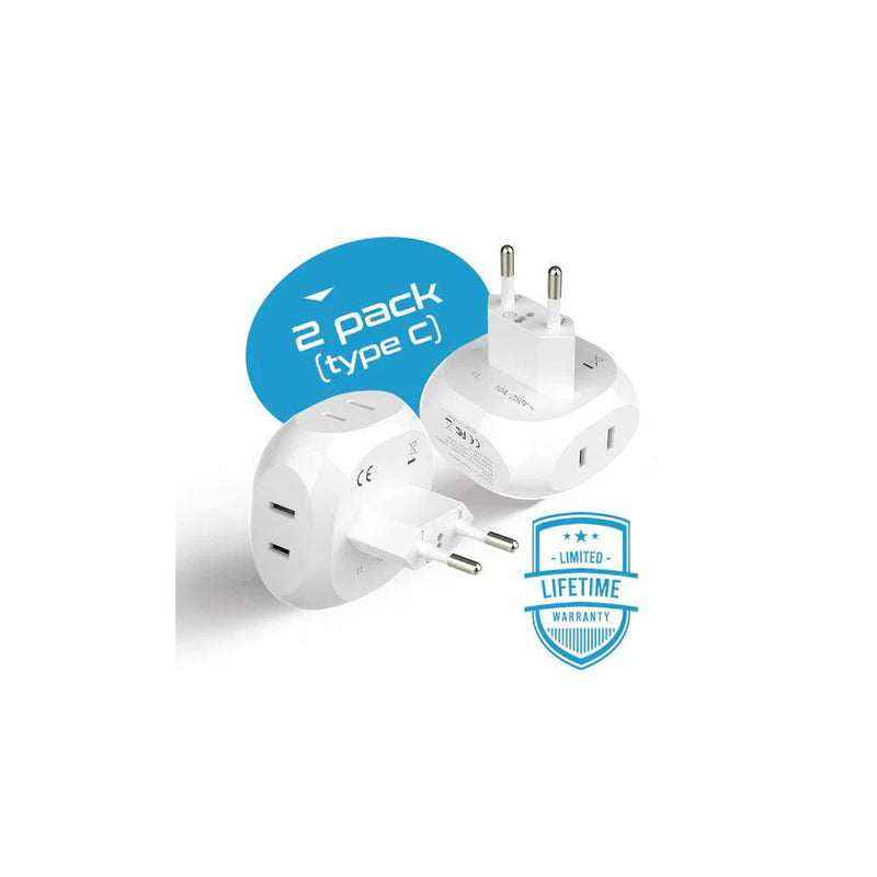 Load image into Gallery viewer, Europe Travel Adapter Set- 4 in 1 - Ultra Compact - Light Weight - 2 Pack
