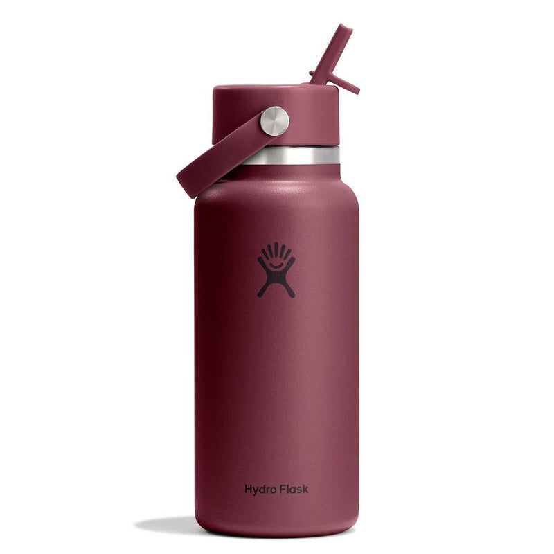 Load image into Gallery viewer, A matte burgundy Hydro Flask insulated water bottle with a matching burgundy lid and carry loop, featuring the black Hydro Flask logo and 'Hydro Flask' text on a clean white background.
