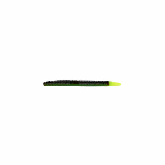 Black and green fishing lure on a white background