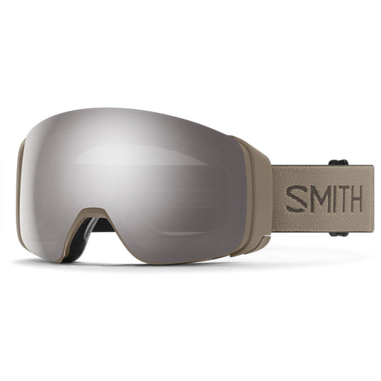 Smith snow goggles with silver lens on a white background