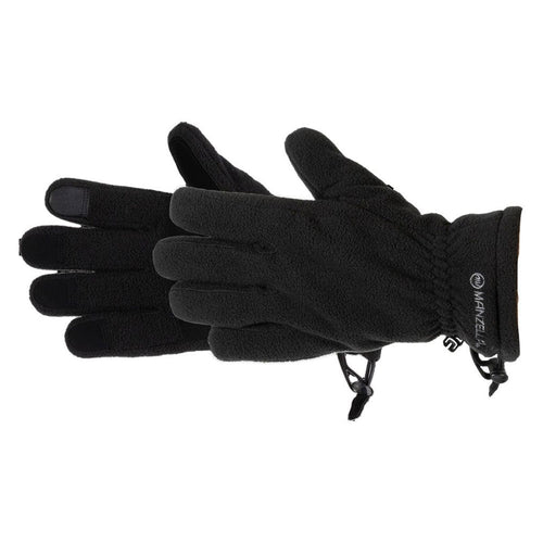 Black gloves with touch screen tips on a white background
