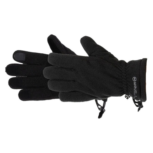 Black gloves with touch screen tips on a white background