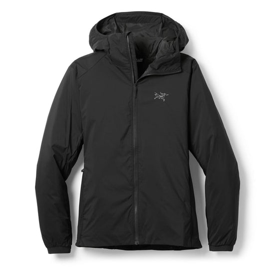 Black jacket with a brand logo on a white background
