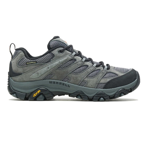 Gray hiking shoe with black accents on a white background