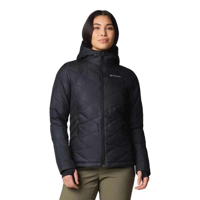 Load image into Gallery viewer, Person wearing a black Columbia jacket on a white background
