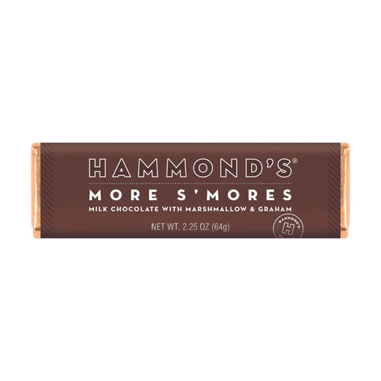 Hammond's More S'mores chocolate bar packaging on a white background