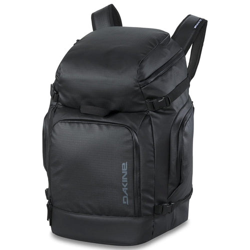 Black backpack with visible brand logo on a white background