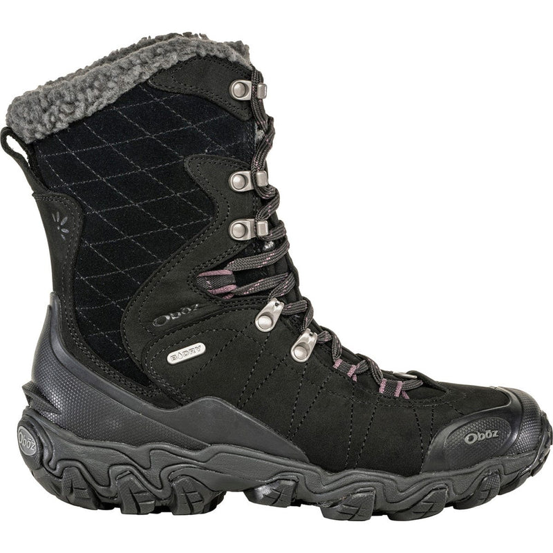 Load image into Gallery viewer, Black winter boot with quilted design and visible brand logo on a white background
