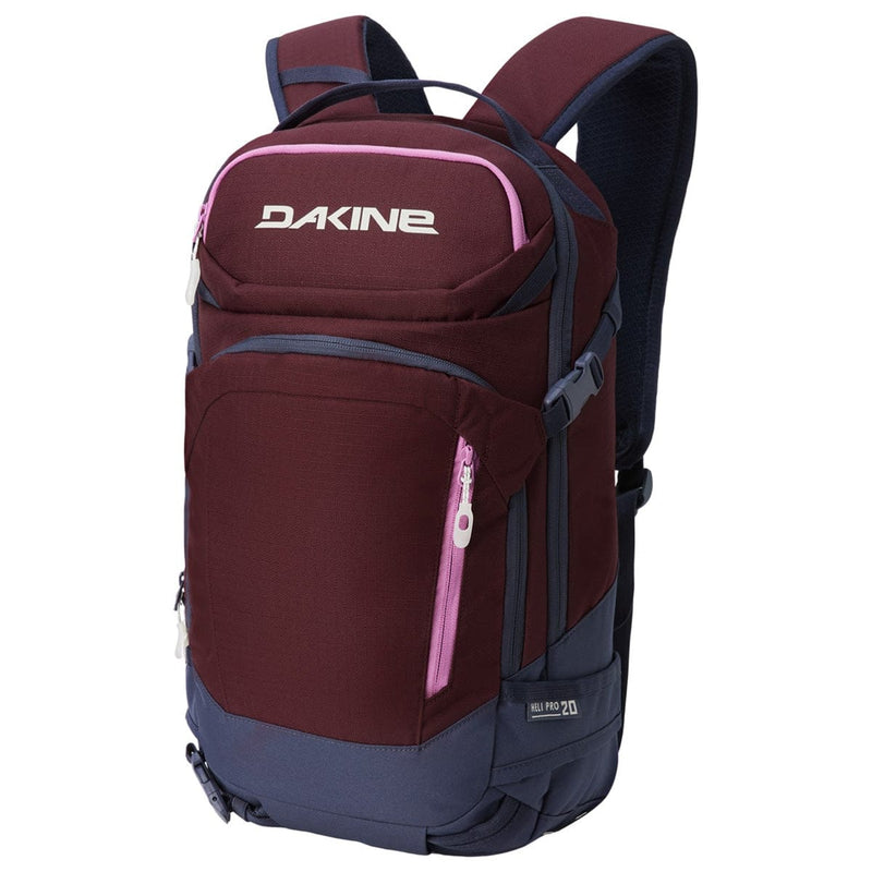 Load image into Gallery viewer, Maroon and navy backpack with pink accents on a white background
