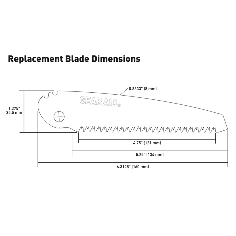 Load image into Gallery viewer, Technical drawing of a replacement blade with dimensions labeled
