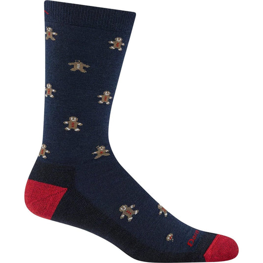 Navy sock with turtle pattern and red toes on a white background