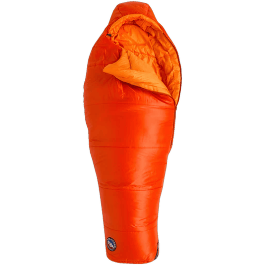 Orange sleeping bag on a white background