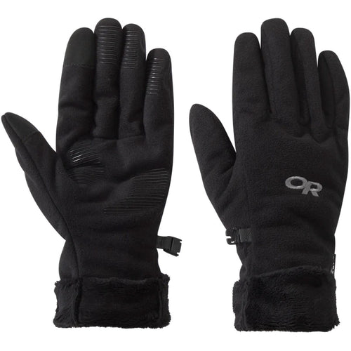 Black gloves with a brand logo on a white background