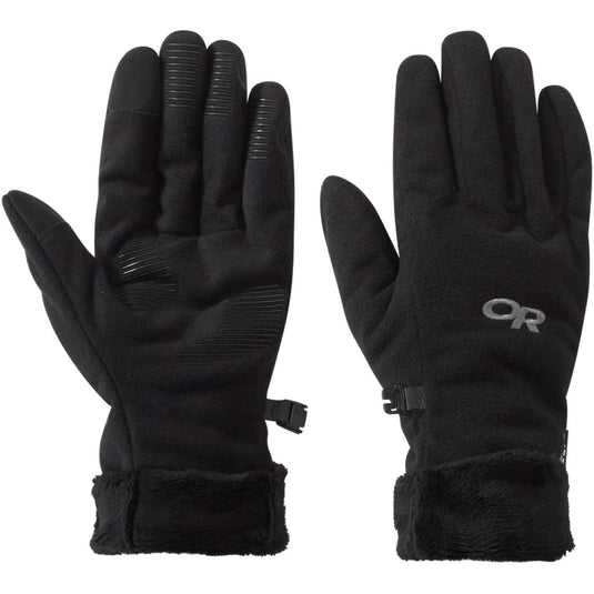 Black gloves with a brand logo on a white background
