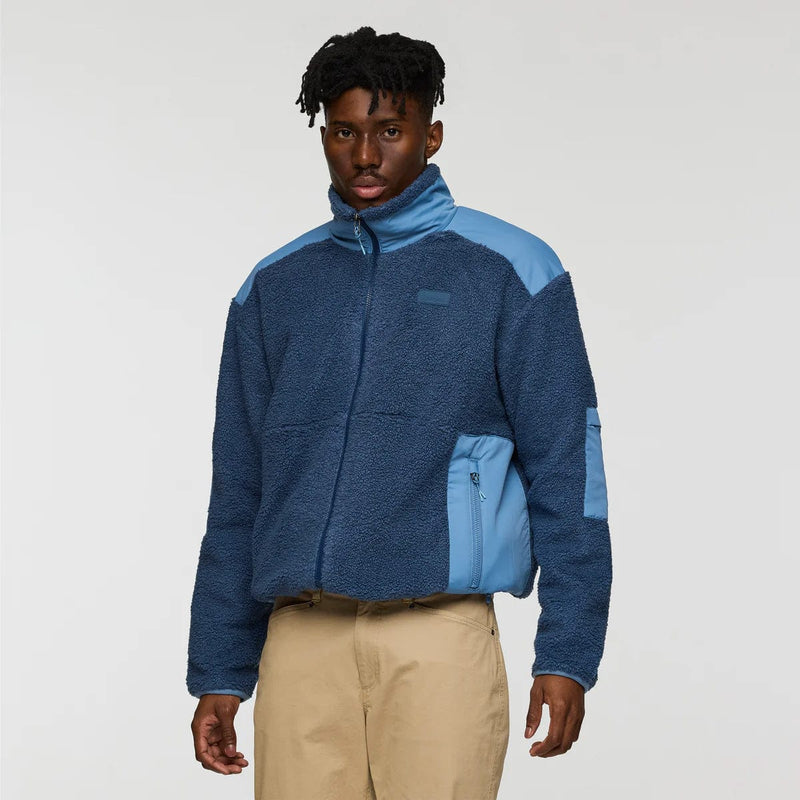 Load image into Gallery viewer, Person wearing a blue and gray jacket on a white background
