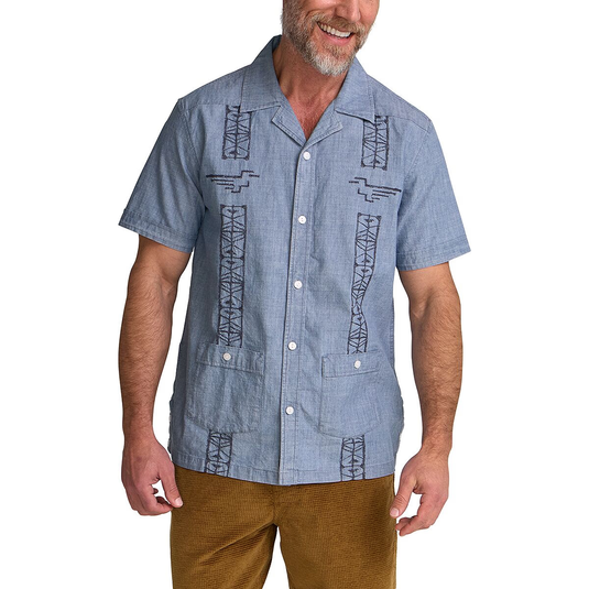 Howler Brothers Guayabera Shirt - Pictographs Washed Indigo Chambray
