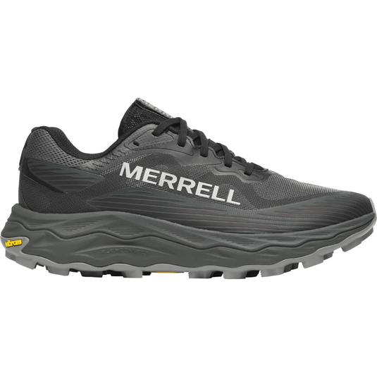 Gray Merrell hiking shoe on a white background